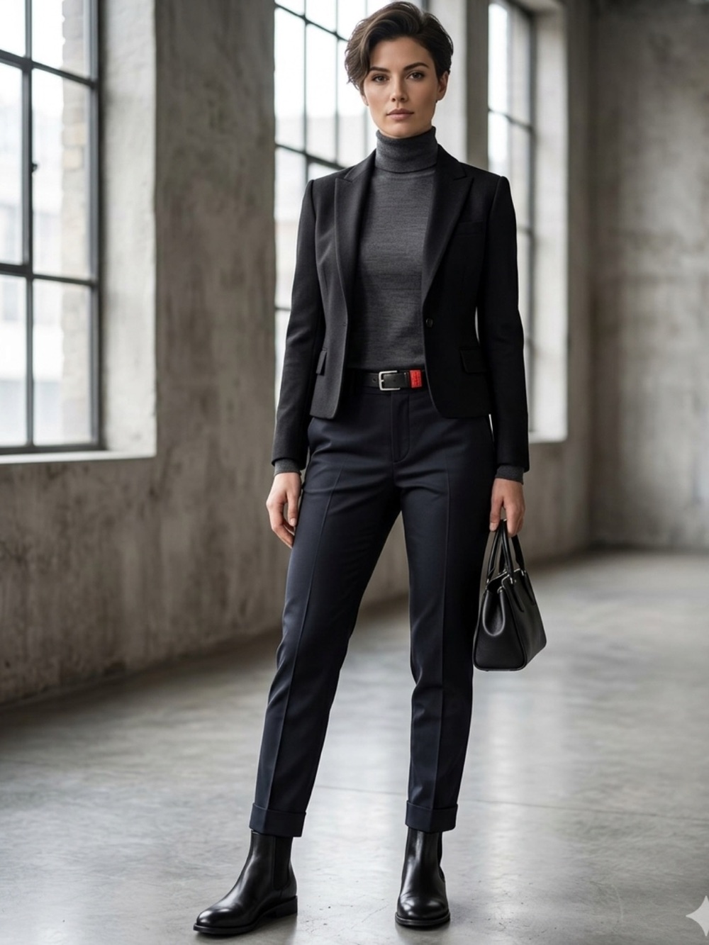 BARENA VENEZIA Luxury Wool Cuffed Cigarette Slim Pants Black IT 46 / US 10